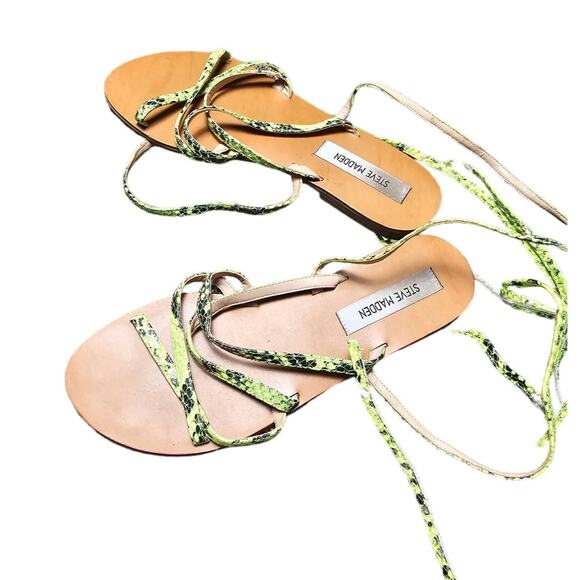 Steve Madden Yellow Snake Lace up Sandals size 10 - Picture 2 of 4